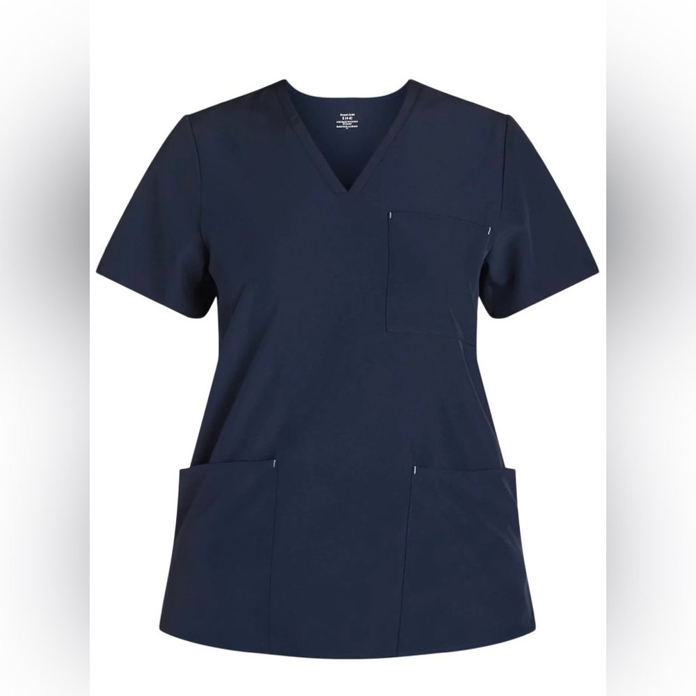 NWT Navy V-Neck Scrub Set - Two-Piece Drawstring straight leg - Picture 4 of 11